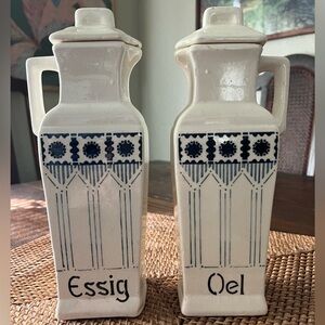 Rare Antique German MARTHA Oil & Vinegar Ceramic Jars